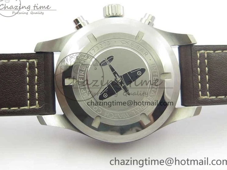 MIROTIME 0514 Pilot Chrono Spitfire IW387903 SS ZF 1:1 Best Edition Black Dial on Brown Leather Strap A OdorResistant 7127